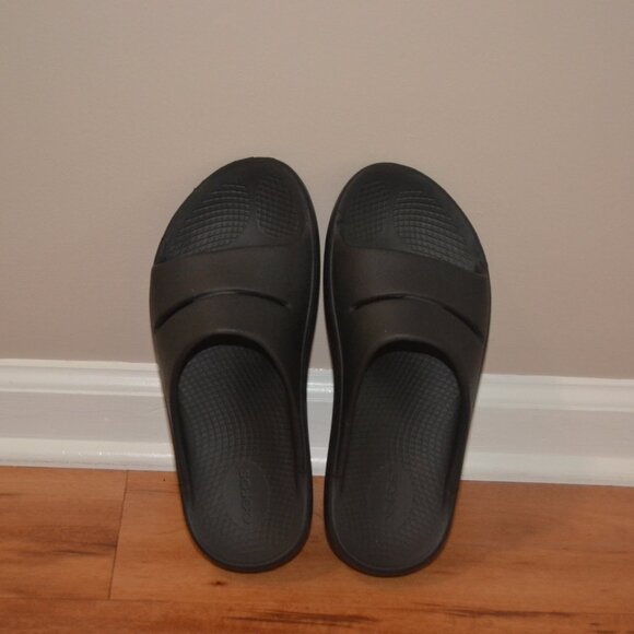 OOFOS Women's OOahh Black Platform Heel Women’s Comfort Slide Sandals Size 9 - Picture 5 of 7